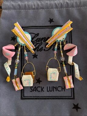 Lunch At The Ritz CHINESE TAKEOUT post Earrings; Hand Signed!!